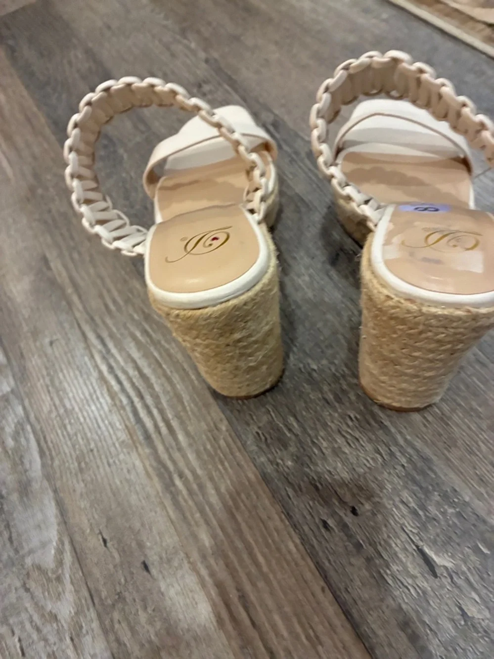 Bohemian Cream Chunky Comfy Wedge 5” Heel Open Toe Espadrilles Size 8.5 NWT